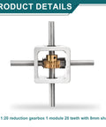 90 Degree Right Angle Worm Gearbox with 1 to 20 Reduction, 1 Module 20 Teeth, 8mm Shaft, Aluminum Frame