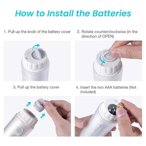 Installation steps for battery in Portable Travel Bidet Sprayer For Personal Hygiene On The Go Ideal Postpartum Care And Hemorrhoid Relief