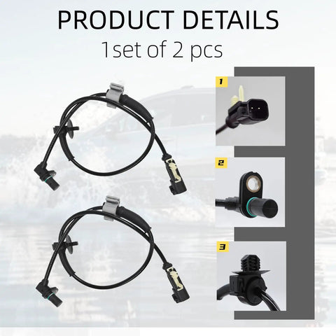 Front And Rear Wheel Speed Sensor Abs Package For Gm Trucks Suv 2 Piece showing connectors and harness design in detailed view.