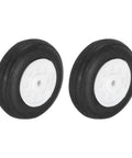 Two Pack 1 Inch Outer Diameter RC Airplane Wheels Set for DIY Model Planes shown in black PU sponge with white hubs. Easy Install for RC Aircraft.
