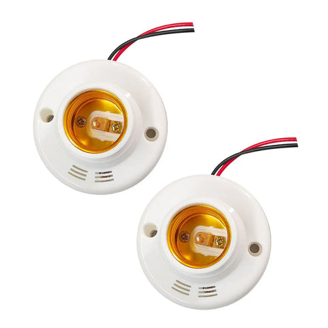 High Sensitivity E27 Sensor Light Socket Adapter 1 Or 2 Pack shown from top view with wires, white and gold details