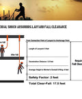 Diagram showing 6 Foot Internal Shock Absorbing Restraint Lanyard With Double Forging Snap Hook Connectors, fall clearance details.