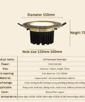 12 Pack 5.9 In Recessed LED Downlights Featuring Hand Carved Brass Trim For No Glare Performance Dimmable Circuitry Allows You To Dial In Perfect Ambiance, showing dimensions and specifications.