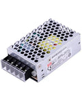 Rugged Enclosed 25W 5V Power Supply With Universal 88 To 264VAC Or 125 To 373VDC Input, 5A Output, Industrial Grade Enclosure, High Efficiency Built To Take On Tough Industrial Runs. metal-cased power supply with terminal block