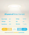 Specifications of 6 Pack 4 Inch Ultra Thin LED Recessed Ceiling Lights With Canless Wafer Junction Box 800 Lumens.