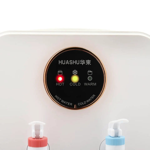 Countertop Water Dispenser With Hot Cold And Room Temperature Settings Desktop Water Cooler For 1 To 5 Gallon Jugs Ideal For Home Office Dorm Your Go To Hydration Station With Easy Pour And Durable White Finish, front panel with temperature indicators