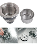 Three And A Half Inch Sink Drain Assembly Kit With Removable Deep Strainer Basket And Stopper Sealing Lid For Home Kitchen Stainless Steel Fits Most American Family And Commercial Sinks Durable 304 Stainless Construction Easy Clean Hassle Free showing strainer and lid