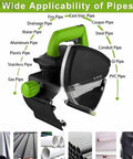 Get The Job Done Right With This Heavy Duty Electric Pipe Cutter Slicing Plastic And Metal Up To 400Mm showing various pipe types.