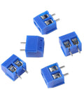 Fifty Piece 5.08mm Pitch PCB Mount Screw Terminal Block Connector Kit with 2-pin units for wiring on 14 to 22 AWG.