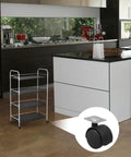 4pcs Inch Plastic Swivel Caster Wheels Replacement for Desk Chair on a rolling cart in a modern kitchen setting.