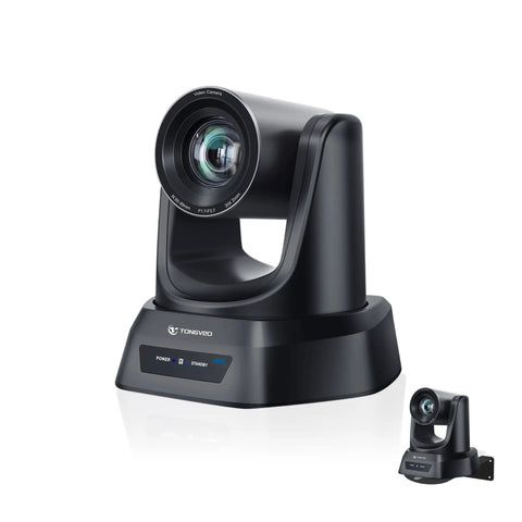 Crystal Clear 4K AI PTZ Camera with Auto Tracking and 20X Optical Zoom, front view, for Conference Rooms and Live Streaming