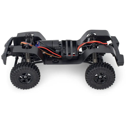 Hardcore Nylon Crawler Chassis Frame With Gearbox Assembled Upgrade Kit for 1/18 scale RC Crawlers, steel rails, side view