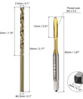 Metric Tap And Drill Bit Set Pro Grade With M3 X 0.5 Spiral Point Taps And 2.5mm Twist Drill Bits Titanium Coated Roasted Yellow