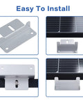Heavy Duty Solar Panel Z Bracket Set For RVs, Boats, Trailers And Yachts, Off Grid Systems Tough As Nails Lightweight Aluminum Mounting Brackets Corrosion Free Fits 50W To 150W Panels 4 Pack, easy installation display with aluminum brackets and solar panel edges