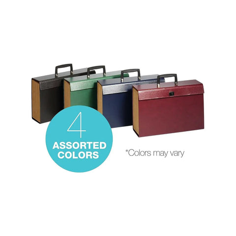 Heavy Duty Legal Size File Organizer Box With 19 Deep Pockets And Reinforced Mylar Gussets, showing assorted colors.