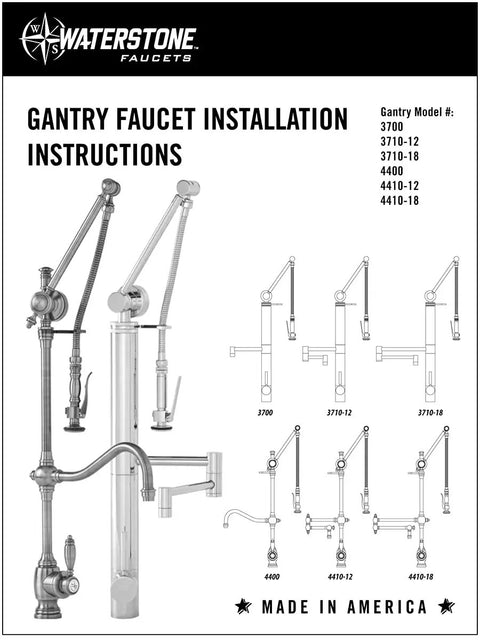 Gantry faucet installation instructions featuring Smooth Operator Gantry Pulldown Kitchen Faucet With A Slick 12 Inch Fully Articulated Spout.