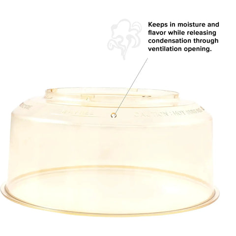 Power Dome Replacement Part For Primo Grill Oven, vented clear dome showing ventilation opening and moisture-locking feature