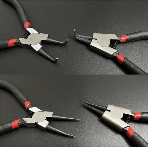 4 Piece Snap Ring Pliers Set Mini Internal And External Circlip Pliers With Straight And Bent Jaw, Spring Loaded C Clip Pliers