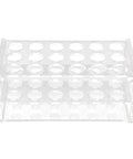 Acrylic Test Tube Rack With 18 Well Holder For 17Mm Tubes, Highly Polished Surface shown from above, clear lab grade organizer