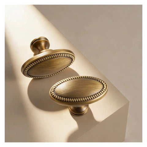 Solid Brass Furniture Handles And T Bar Knobs Set For Cabinets And Drawers With French Vintage Design Retro Brass Pulls For DIYers.