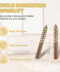 Close-up of 30 Pack M6x45 Hanger Bolts Double Headed Self-Tapping Wood Dowel Screws Carbon Steel Zinc Finish for wood joints