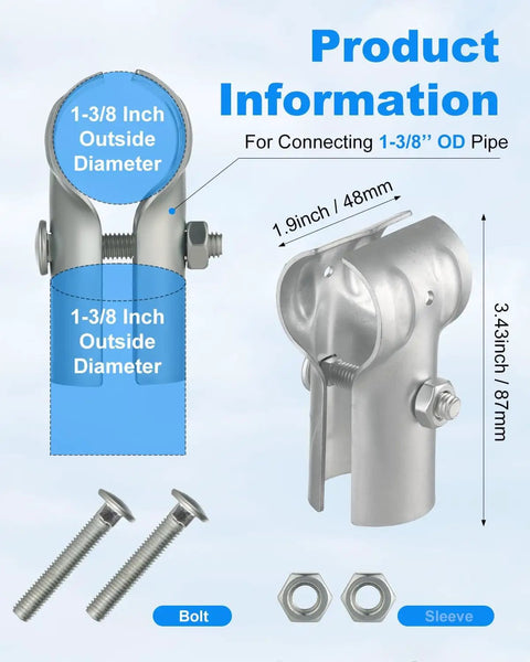Six Pack End Rail Clamps For 1-3/8 Inch Pipe Galvanized Steel T Clamps For Chain Link Fence Parts Handrails And Dog Kennels