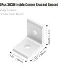 10Pcs 3030 Inside Corner Bracket Gusset For Aluminum Extrusion Silver 2 Hole L Bracket Connector With 6mm Slot