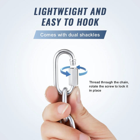 Steel screw-pin shackle with threaded pin, zinc-plated finish, held by hand
