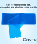 Disposable Tattoo Machine Covers Pack Pro Grade 200 Pcs 2.4 Inch By 7 Inch Blue Sleeves for pens