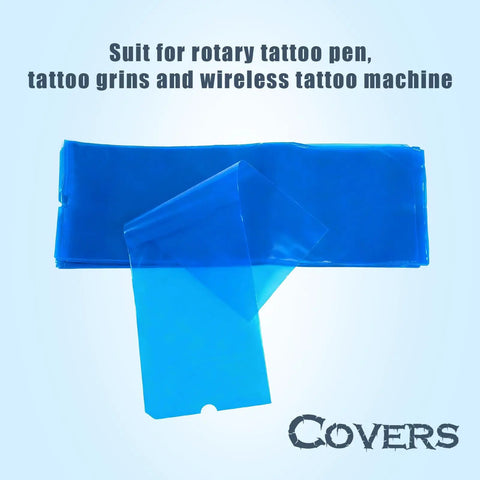Disposable Tattoo Machine Covers Pack Pro Grade 200 Pcs 2.4 Inch By 7 Inch Blue Sleeves for pens