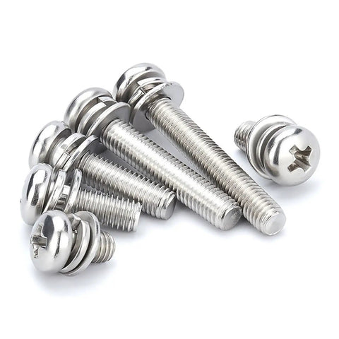 M3 Phillips Pan Head Machine Screws Kit 50 Sets Of 304 Stainless Steel Bolts With Washers And Gaskets Fully Threaded M3x40mm