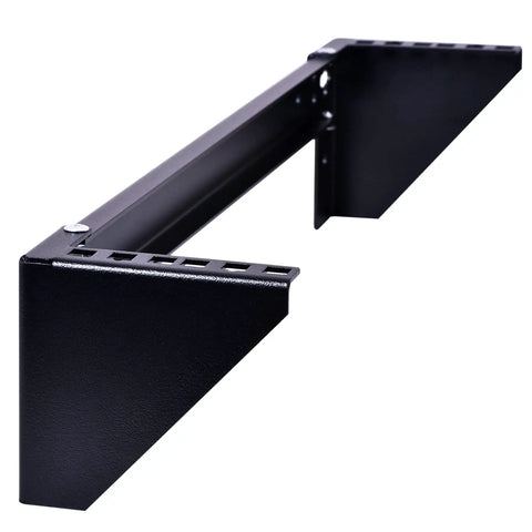 2U Vertical Wall Mount Rack Beefy Heavy Duty 125lbs Capacity Bracket angle, showing installation holes and sturdy steel construction