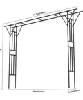 Flat Top Garden Arch Trellis 11 Ft By 9 Ft, Super Large Arbor For Climbing Plants, Outdoor Metal Garden Frame, dimensions shown