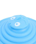 Top view of SUNGOOYUE Silicone Tub Stopper Strong Suction Seal in blue with a playful face design.