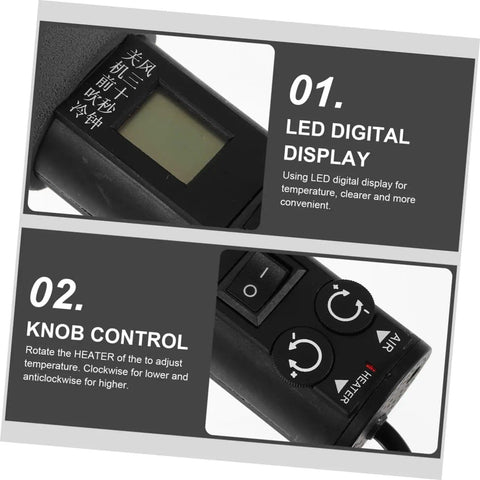 LED display and control knobs of Dope 110V Portable Heat Gun Soldering Station With LCD Display For Desoldering And Temperature Control