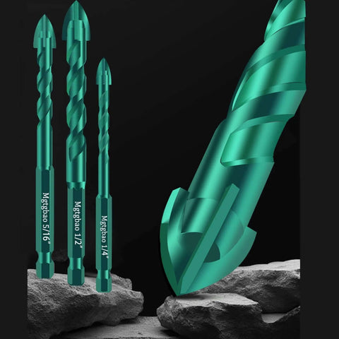 Mgtgbao 10pc green concrete/masonry drill bit set with tungsten carbide tips for concrete, tile, brick and wood