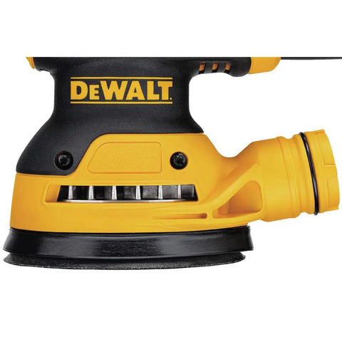 Side view of Compact 5 Inch Variable Speed Orbital Sander Kit With 3 Amp Motor Reducing Vibration For Comfort And Close Reach
