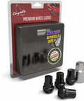 Heavy Duty M12x1.5 Closed End Bulge Lug Lock Nuts With Dual Hex Key, 60 Degree Conical Seat, Heat Treated Carbon Steel, Black Finish