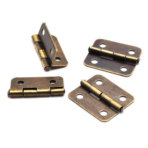 Two Sets Mini Bronze Antique Hasp Latch Buckle And Rectangle Hinges Kit With Matching Screws for Jewelry Box Repair and Decorative Projects