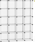 20 Cube Storage Organizer Shelves Unit DIY Plastic Modular Bookcase in Transparent White for Bedroom Living Room and Office Easy Assembly Space Saving Cubes