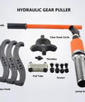Badass Heavy Duty Hydraulic Gear Puller And Wheel Bearing Separator designed with parts including handle, claw hooks and pump body.