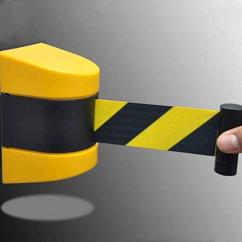 Super Slick Magnetic Retractable Barrier For Crowd Control Wall Mount With Smooth Slow Retract Belt Adjusts To 5 Meters Perfect For Retail Or Event Spaces Rock Solid Magnet Grip Holds Your Guests Tight Without Any Snapback