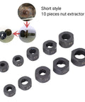 Heavy Duty 10-Piece Impact Nut Remover Set With Storage Box For Stripped Bolts Grab Broken Screws Super Tough No 45 Steel Short Extractor Kit, assorted sizes