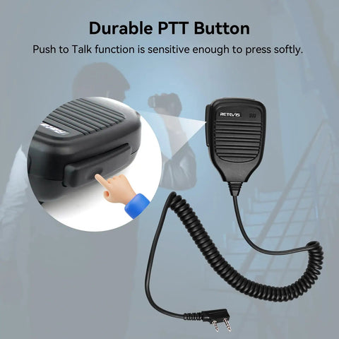 Durable PTT button on Shoulder Microphone For Two Way Radios Universal Walkie Talkie Mic With 2 Pin K Plug Compatible With UV5R 5RM 888S.