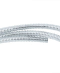 72 Inch Long Chrome Wire Loom Heavy Duty One Half Inch Diameter With Corrugated Polypropylene Construction, close-up view.