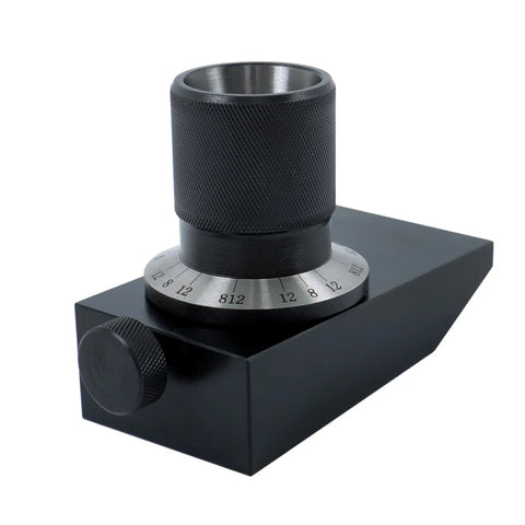 Hella Sturdy 5C Angle End Mill Grinding Fixture Built For Smooth Edge Sharpening And Reliable Shop Performance Handles Straight Shank Cutters From 1/16 To 1-1/8 Inch Sizes, showcasing adjustable metal base.