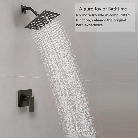 Oil Rubbed Bronze Rain Shower System With 8 Inch Stainless Steel Head, Single Function Faucet Set, Rough In Valve Kit, All In One Luxury Bathroom Spa Upgrade With Strong Water Pressure And Durable Build