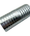 2-inch stainless steel straight hose barb fitting for hose splicing (oil, water).