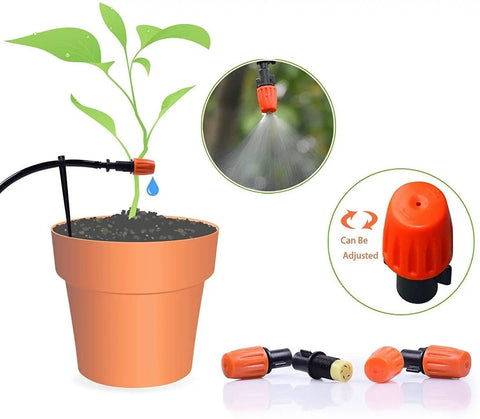 50 Foot Automatic Drip Irrigation System Kit For Garden And Greenhouse With Quarter Inch Tubing Atomizing Nozzle Mister Dripper
