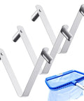 Stainless Steel V Shaped Pool Clip Universal Set For One And A Quarter Inch Poles, skimmer net shown; pack of V-clips.